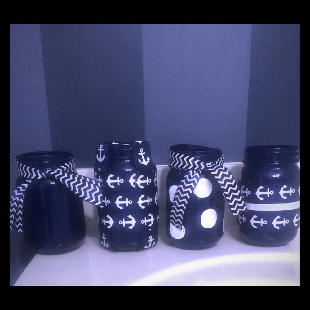 Set of four made with love decorative mason jars